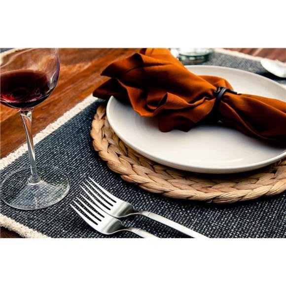 Woven Placemats - Set of 6 Adorable Thick Rustic Round Kitchen Placemats, 13.5" - Picture 6 of 6